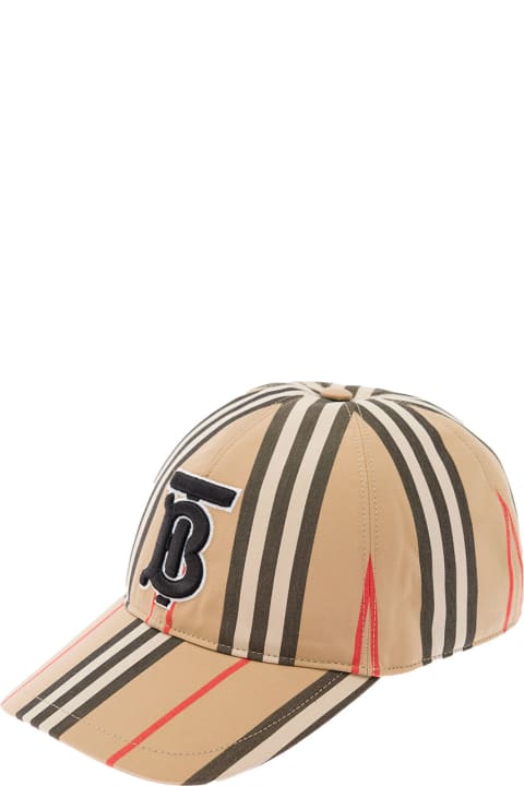Beige Baseball Cap With Icon Stripe And Tb Logo In Cotton Man