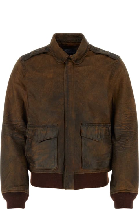メンズ新着アイテム Polo Ralph Lauren Mud Leather Bomber Jacket
