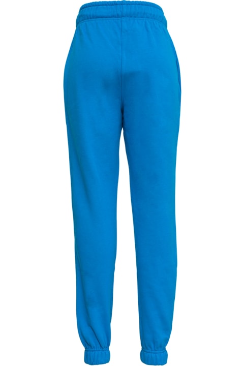 Light Blue Cotton Joggers With Embossed Logo