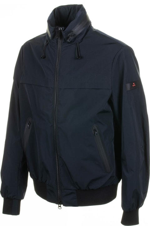 Peuterey Clothing for Men Peuterey Navy Blue Jacket With Zip And Collar