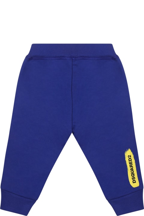 Bottoms for Baby Boys Dsquared2 Light Blue Trousers For Baby Boy With Logo