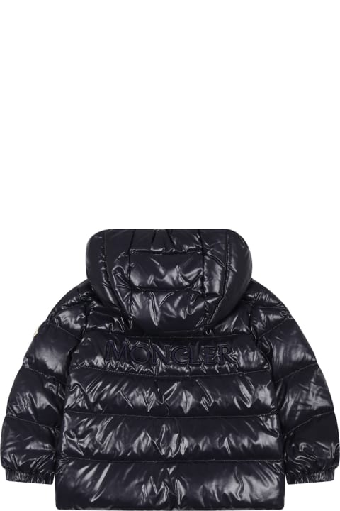 Blue Anand Down Jacket For Baby Boy With Logo