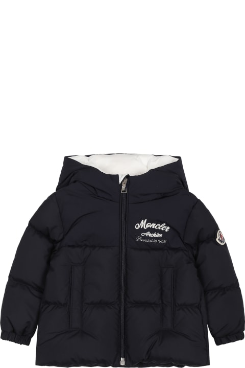 Moncler Coats & Jackets for Baby Boys Moncler Blue Joe Down Jacket For Baby Boy With Logo