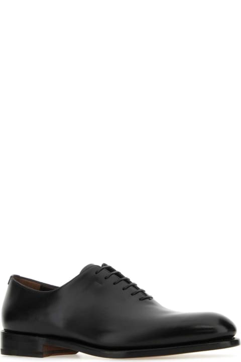 メンズ Ferragamoのレースアップシューズ Ferragamo Black Leather Angiolo Lace-up Shoes