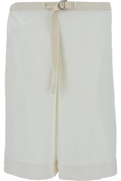 Jil Sander for Men Jil Sander White Wide Leg Bermuda Shorts In Cotton Man