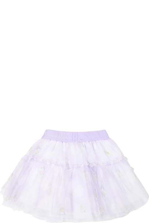 Bottoms for Baby Girls Monnalisa Purple Skirt For Baby Girl With Daisy Print
