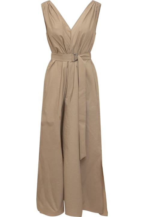 Fashion for Women Brunello Cucinelli Techno Cotton Poplin Dress With Precious Shoulder Detail