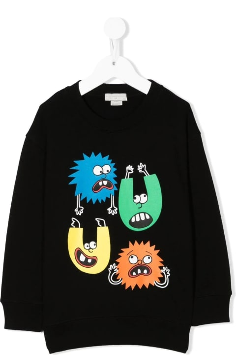 Kids Black Sweatshirt With Multicolored Graphic Print