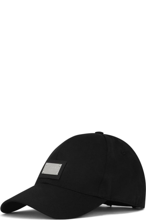 Black Baseball Cap With Logo Placque In Cotton Man