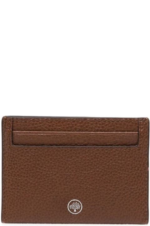 Heritage  Brown Leather Card Holder With Logo Mulberry Woman