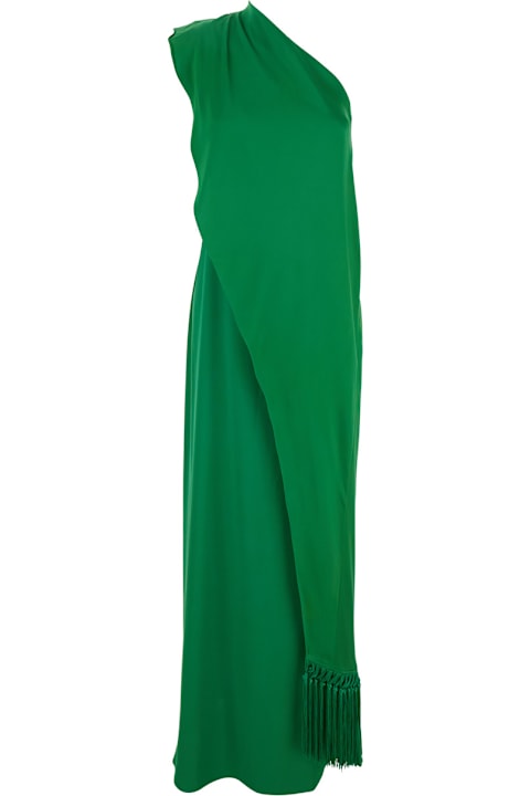 Taller Marmo Clothing for Women Taller Marmo 'berenson' Green One-shoulder Long Dress With Scarf Detail In Viscose Stretch Blend Woman