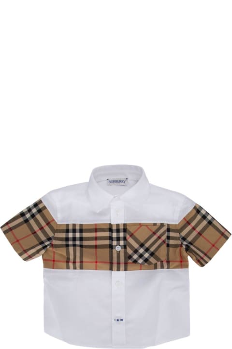 Fashion for Baby Boys Burberry Check Pattern Short-sleeved Shirt