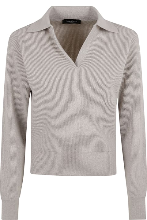 Fabiana Filippi for Women Fabiana Filippi V-neck Rib Trim Knit Polo Sweater