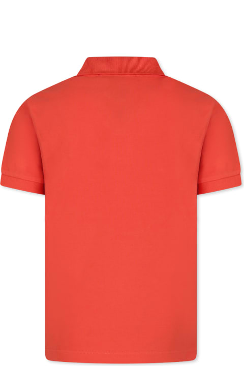 Fashion for Kids Stone Island Junior Orange Polo Shirt For Boy With Compass