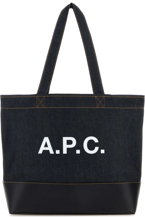Bags Sale for Men A.P.C. Blue Denim And Leather Axel Shopping Bag