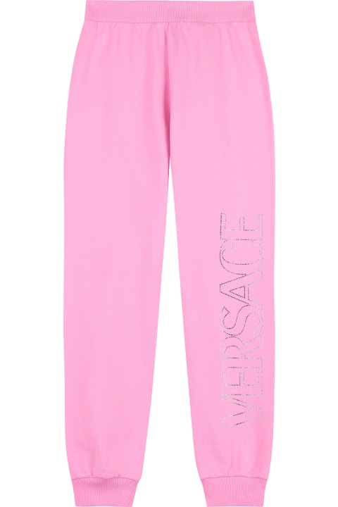 Young Versace Bottoms for Girls Young Versace Logo Detail Cotton Track-pants