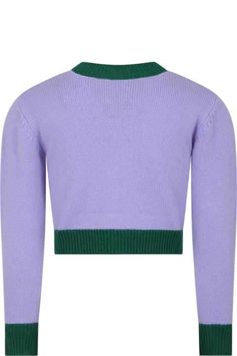 Marni for Kids Marni Purple Sweater For Girl With Logo