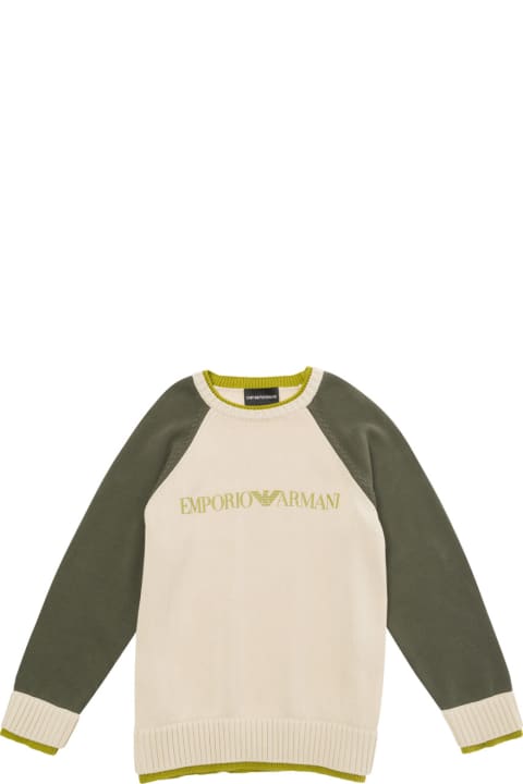 Emporio Armani Sweaters & Sweatshirts for Boys Emporio Armani Multicolor Knit Jumper With Embossed Logo In Cotton Boy