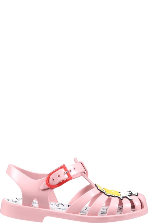 Shoes for Girls Kenzo Kids Pink Sandals For Girl With Tiger