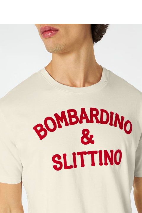 Fashion for Men MC2 Saint Barth White T-shirt Man Red Bombardino & Slittino Print
