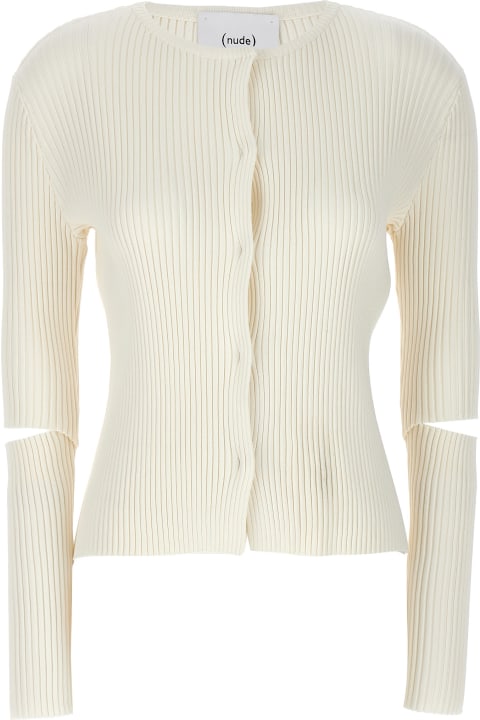 (nude) Sweaters for Women (nude) Cutout Detail Ribbed Cardigan