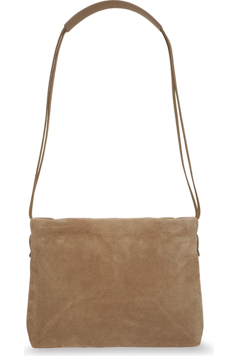Brunello Cucinelli Suede Shoulder Bag With Logo On The Front