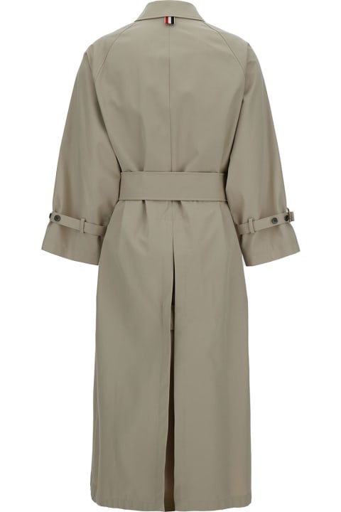 Thom Browne Coats & Jackets for Women Thom Browne Beige Trench Coat With Matching Belt In Waterproof Cotton Woman