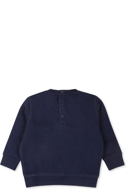 ベビーガールズ Ralph Laurenのニットウェア＆スウェットシャツ Ralph Lauren Blue Sweatshirt For Baby Boy With Polo Bear