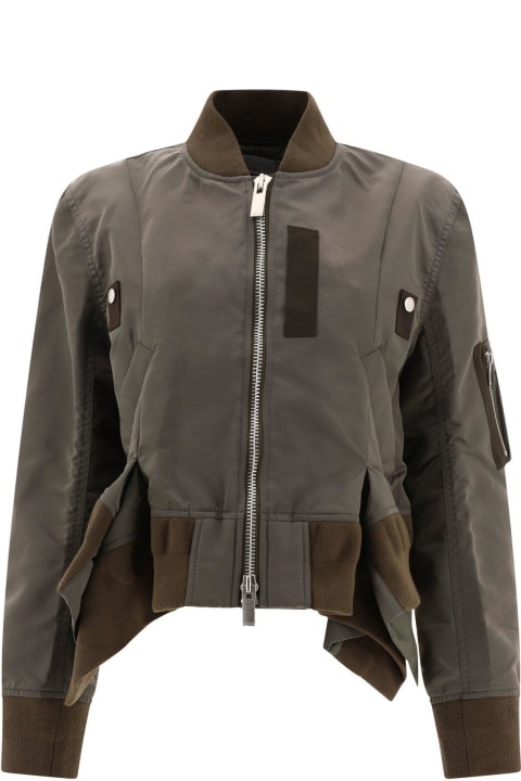 Sacai Coats & Jackets for Women Sacai Zip-up Asymmetric Bomber Jacket