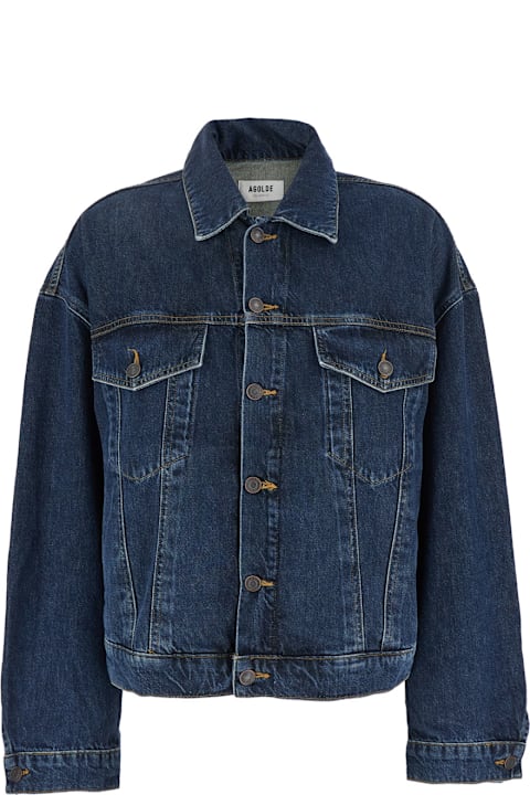 Homeware AGOLDE 
dalton
 Blue Jacket With Classic Collar And Puffed Sleeves In Denim Woman