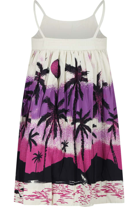 ガールズ Moloのワンピース＆ドレス Molo Ivory Dress For Girl With Palm Print