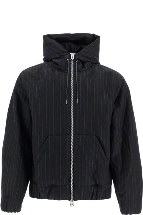 Sacai Coats & Jackets for Men Sacai Hooded Wool Gessato Jacket