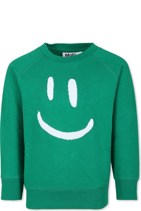 Topwear for Boys Molo Green Sweatshirt For Kids With Smiley