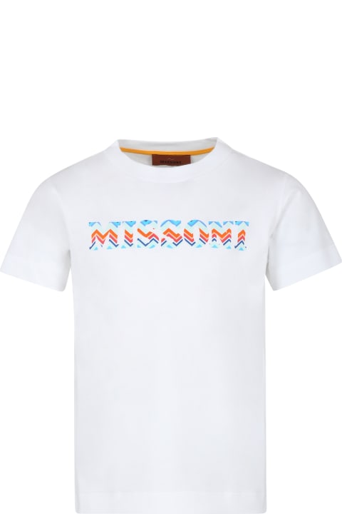 Missoni Topwear for Girls Missoni White T-shirt For Girl With Logo