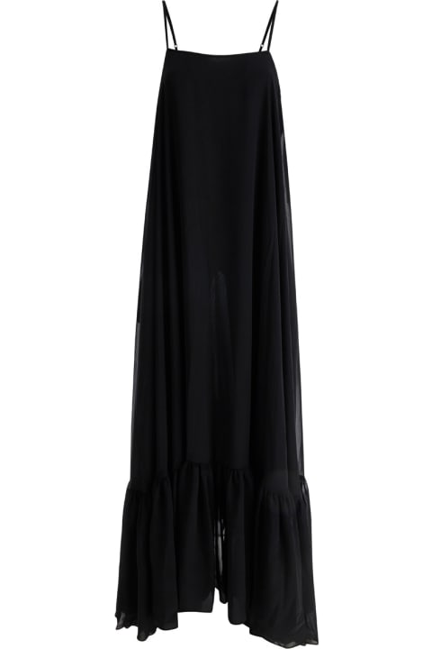 Rotate by Birger Christensen Women Rotate by Birger Christensen Black Wide Maxi Dress In Chiffon Woman