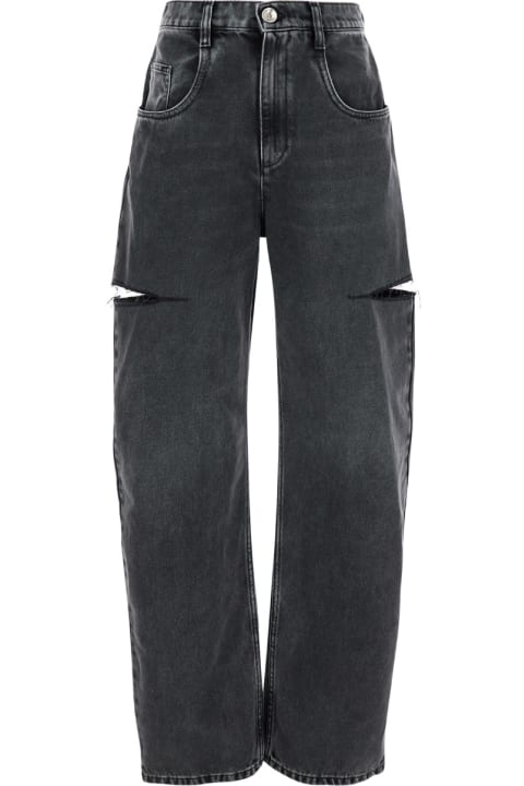 Homeware Maison Margiela Black Five-pocket Style Jeans With Rips In Cotton Denim Woman
