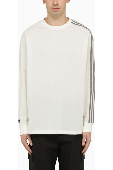 Fashion for Men Y-3 White Crew-neck Long Sleeves T-shirt With Logo