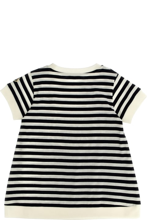 Fashion for Girls Moncler Logo Embroidery Striped T-shirt