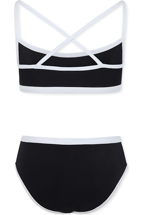 Marni ملابس سباحة لـ بنات Marni Black Bikini For Girl With White Logo