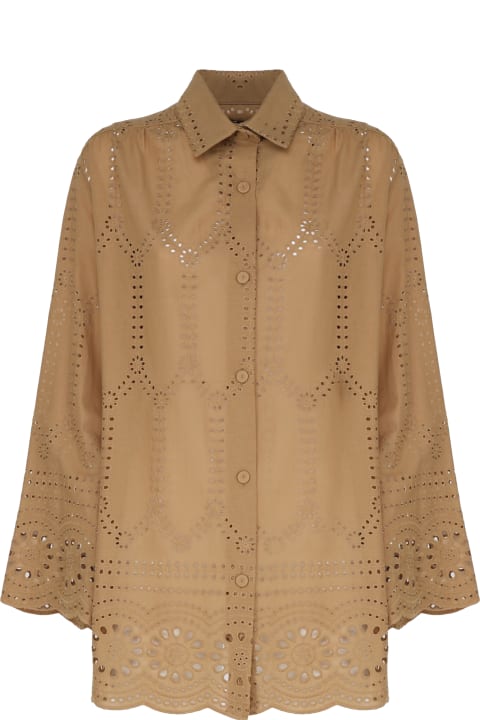 Mariuccia Milano Kids ملابس علوية لـ السيدات Mariuccia Milano Kids Oversized Shirt In Embroidered Cotton