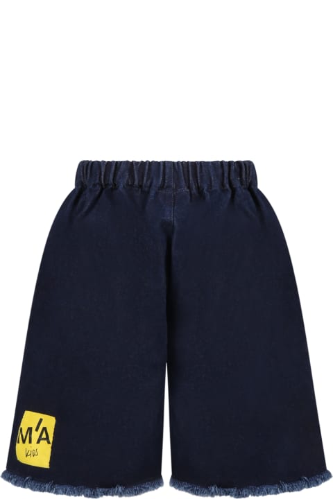 Blue Shorts For Girl With Logo Patch