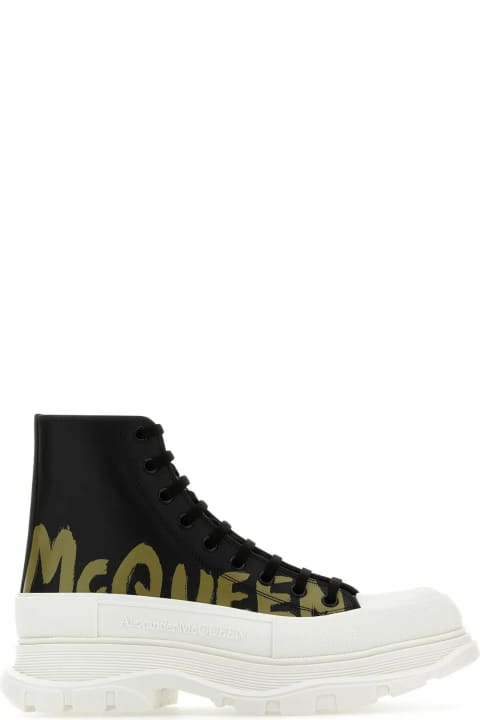 Alexander McQueen Sneakers for Men Alexander McQueen Black Leather Tread Slick Sneakers
