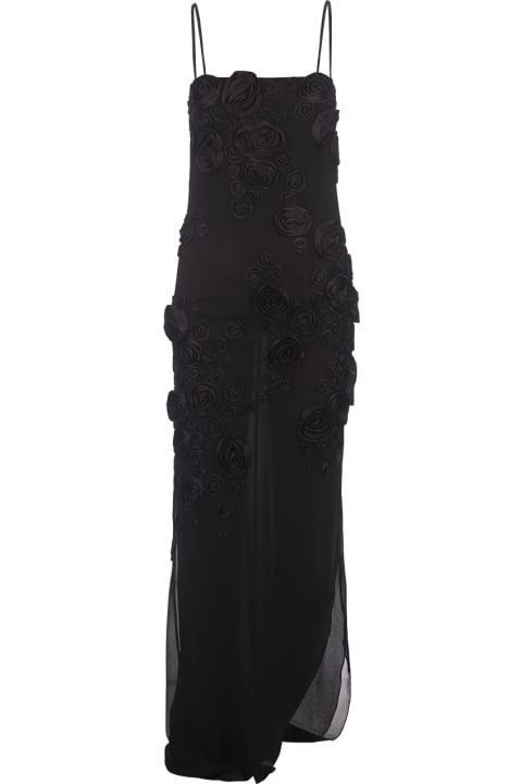 Blumarine for Women Blumarine Long Black Dress With Rose Embroidery