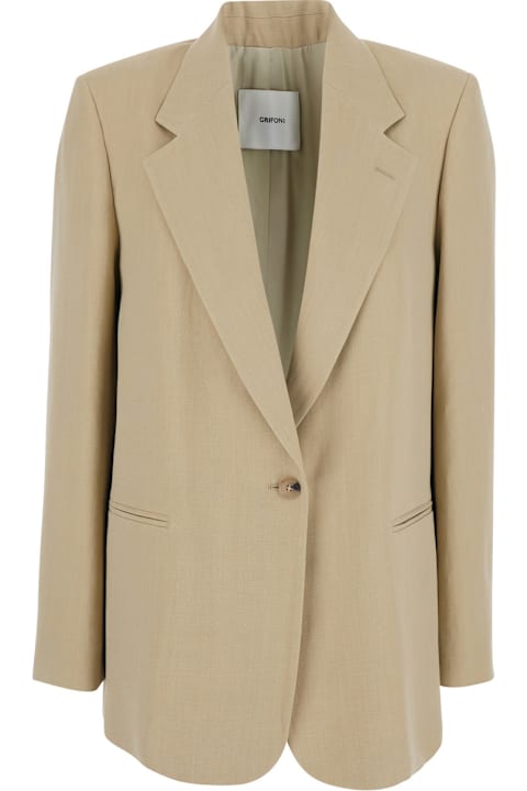 Mauro Grifoni for Men Mauro Grifoni Beige Jackets With Shirt Collar And Front Button Closure In Tech Fabric For Women