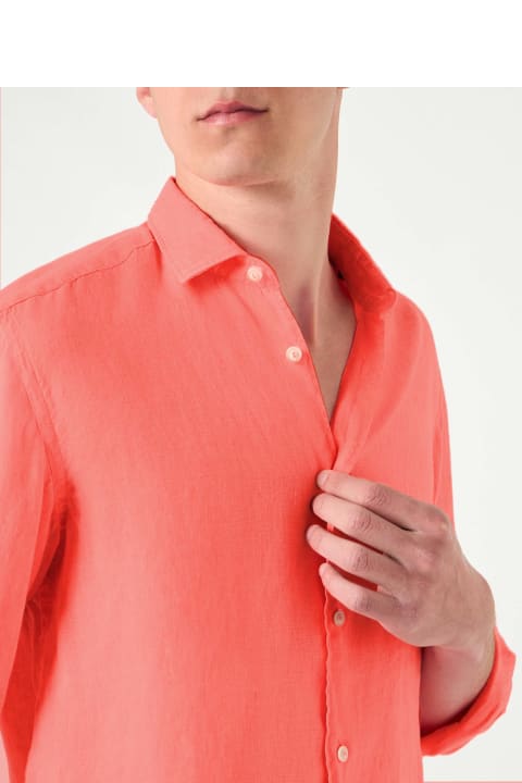 أدوات منزلية MC2 Saint Barth Man Fluo Red Linen Pamplona Shirt