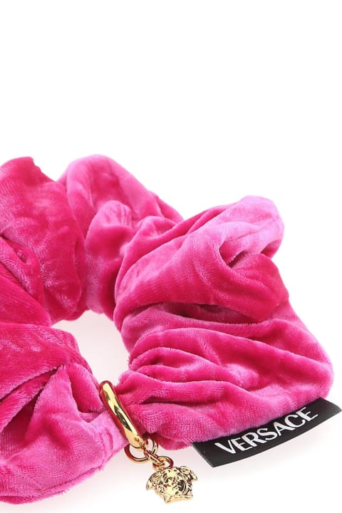 Versace Hair Accessories for Women Versace Fuchsia Chenille Scrunchie