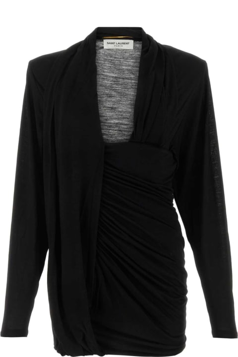 Saint Laurent Sweaters for Women Saint Laurent Black Wool Mini Dress