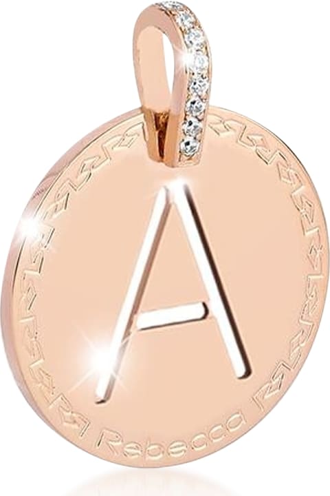 Rose Gold-plated Bronze & Zirconia A Charm W/stainless Steel Necklace
