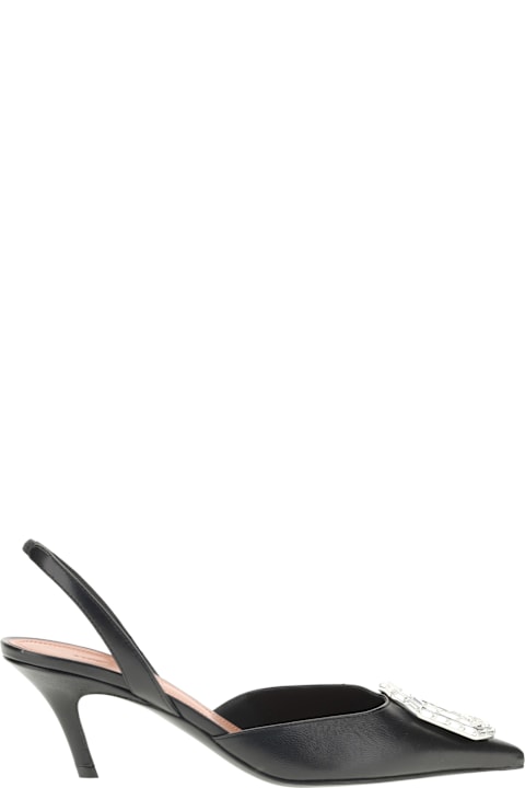 Amina Muaddi for Women Amina Muaddi Leather Slingback Pumps