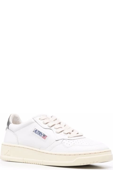 Homeware Autry White And Silver Leather Sneakers Autry Woman